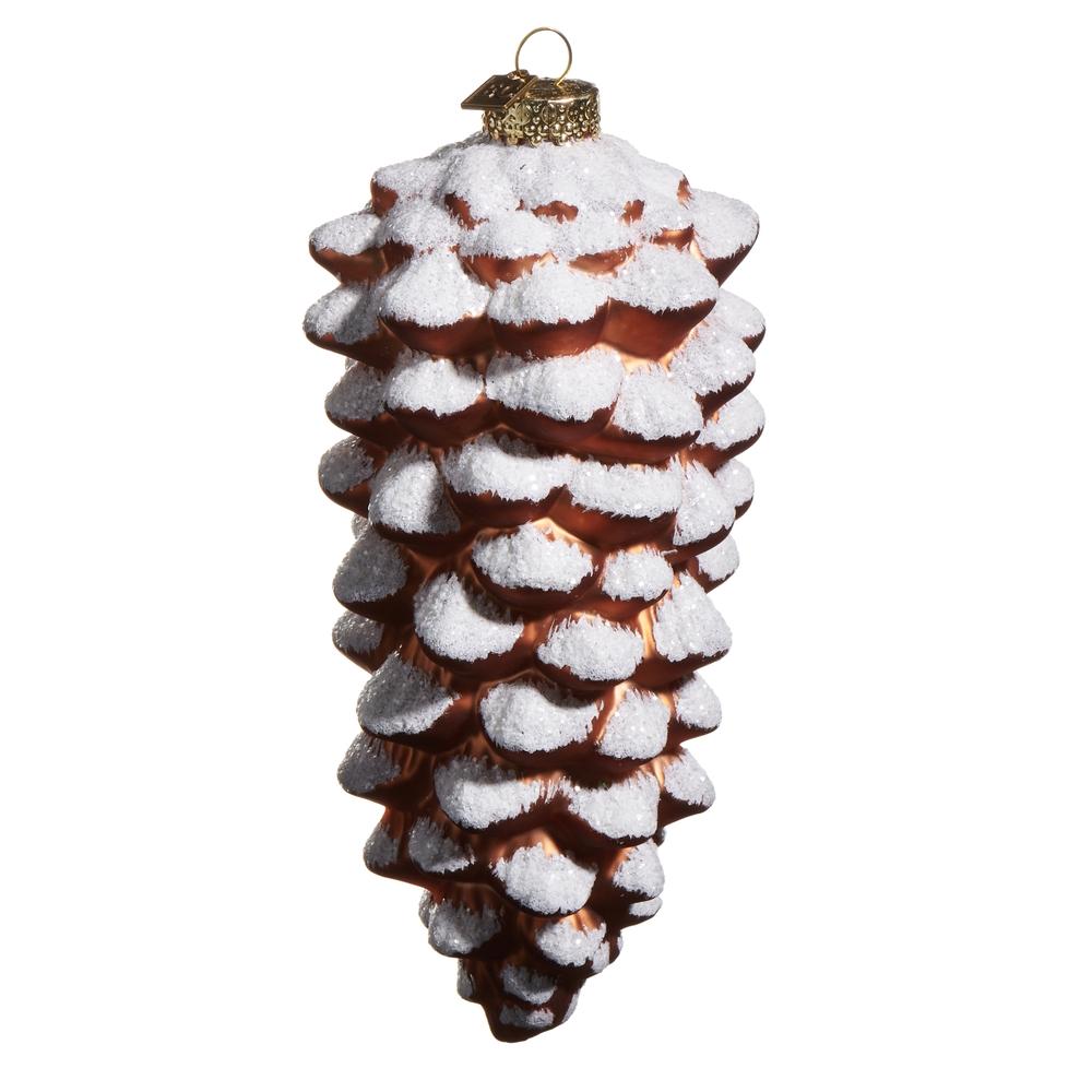 RAZ Imports EC 8" Snowy Brown Pinecone Ornament