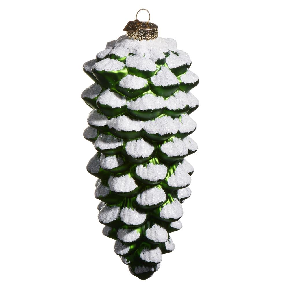 RAZ Imports EC 8" Snowy Green Pinecone Ornament