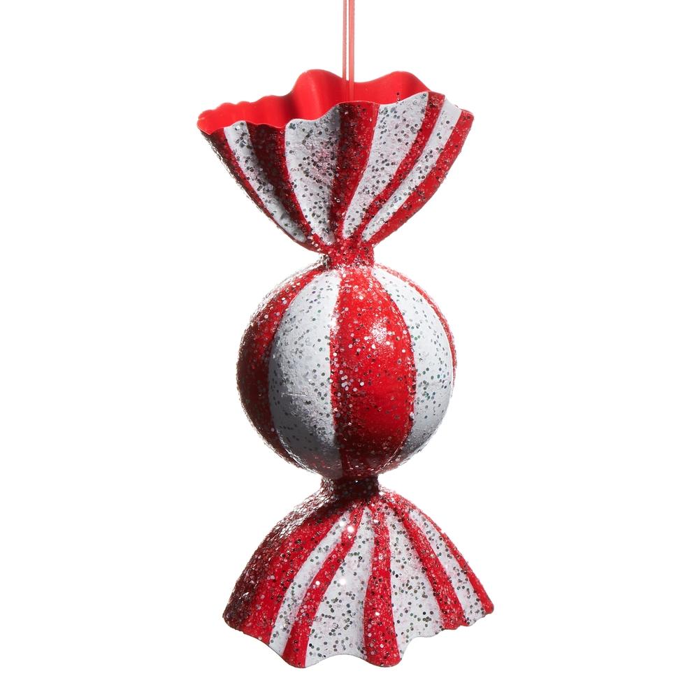 RAZ Imports *SB* 10.25" Red and White Candy Ornament