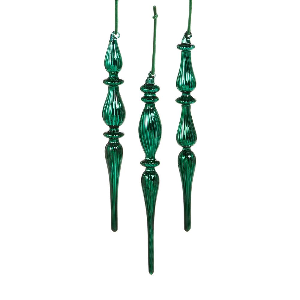 RAZ Imports *SB* 10.75" Box of Green Finial Ornaments