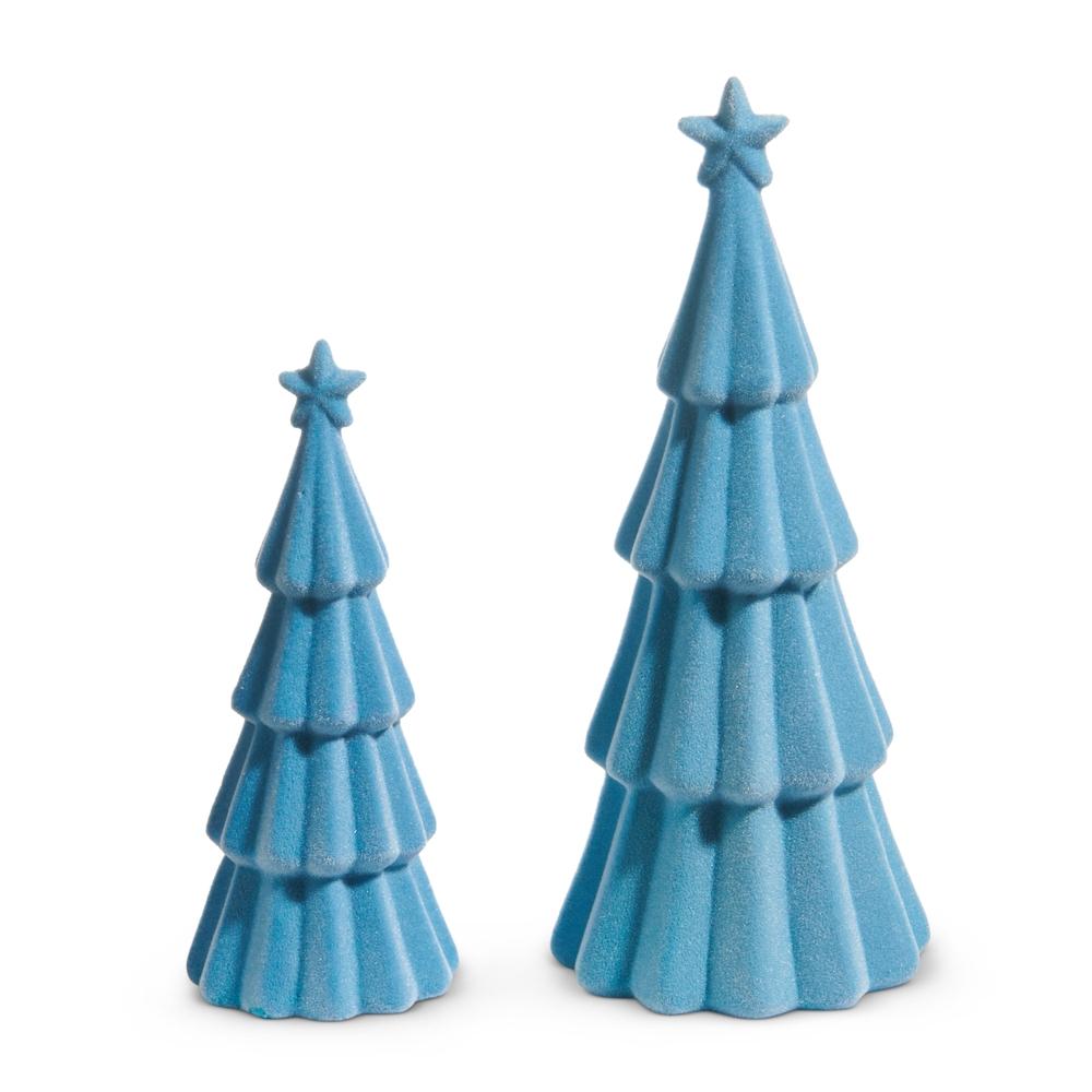 RAZ Imports *SB* 10" Blue Tiered Flocked Trees