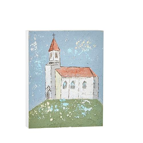 RAZ Imports *SB* 10" Church Block Wall Art