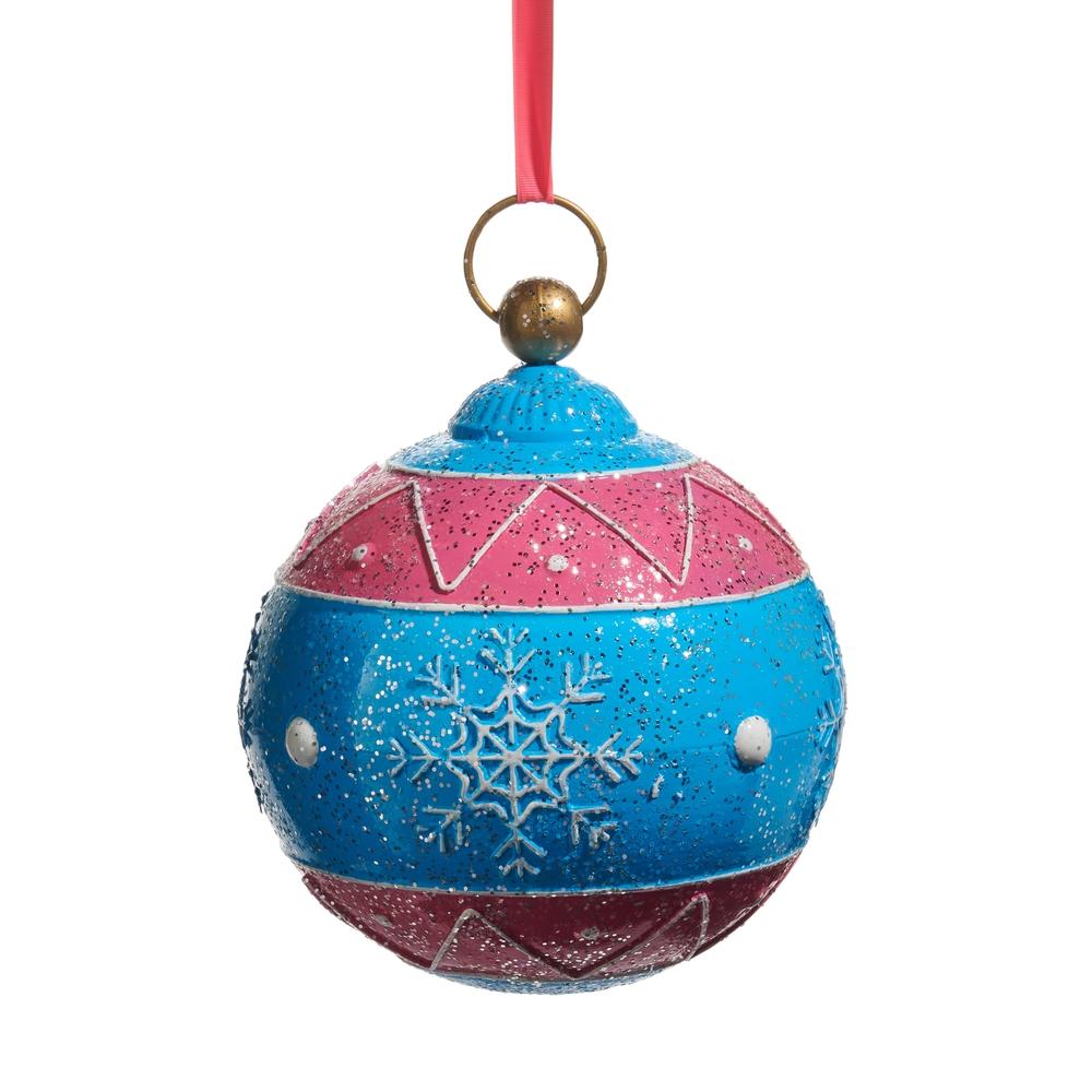 RAZ Imports *SB* 10" Glittered Blue and Pink Ornament