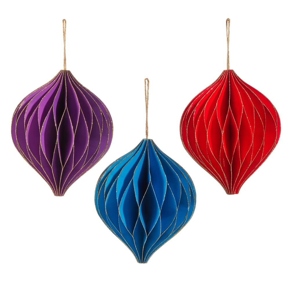 RAZ Imports *SB* 10" Jewel Tone Paper Onion Ornament