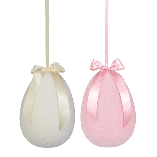 RAZ Imports *SB* 10" Pale Flocked Hanging Egg