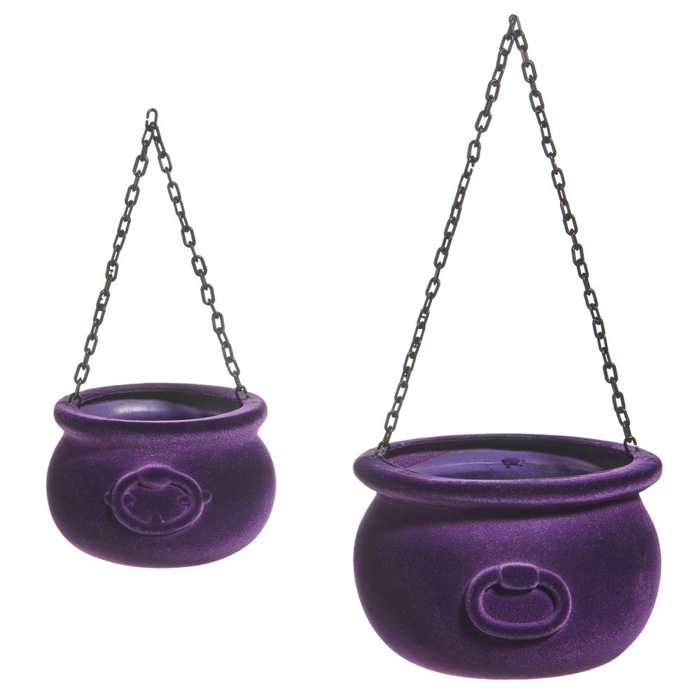 RAZ Imports *SB* 10" Purple Flocked Cauldrons