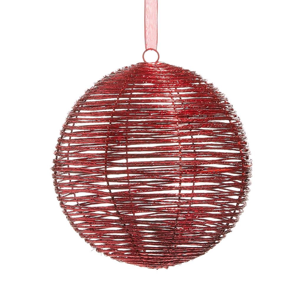 RAZ Imports *SB* 10" Red Wrapped Ball Ornament