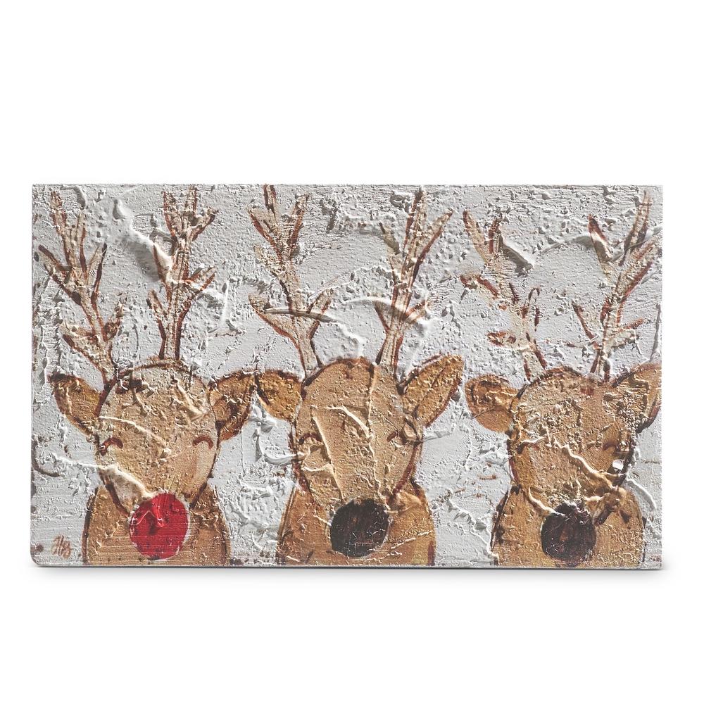 RAZ Imports *SB* 10" Reindeer Friends Wood Block