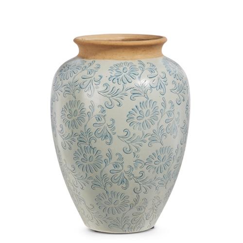 RAZ Imports *SB* 11.75" Blue Floral Pattern Urn