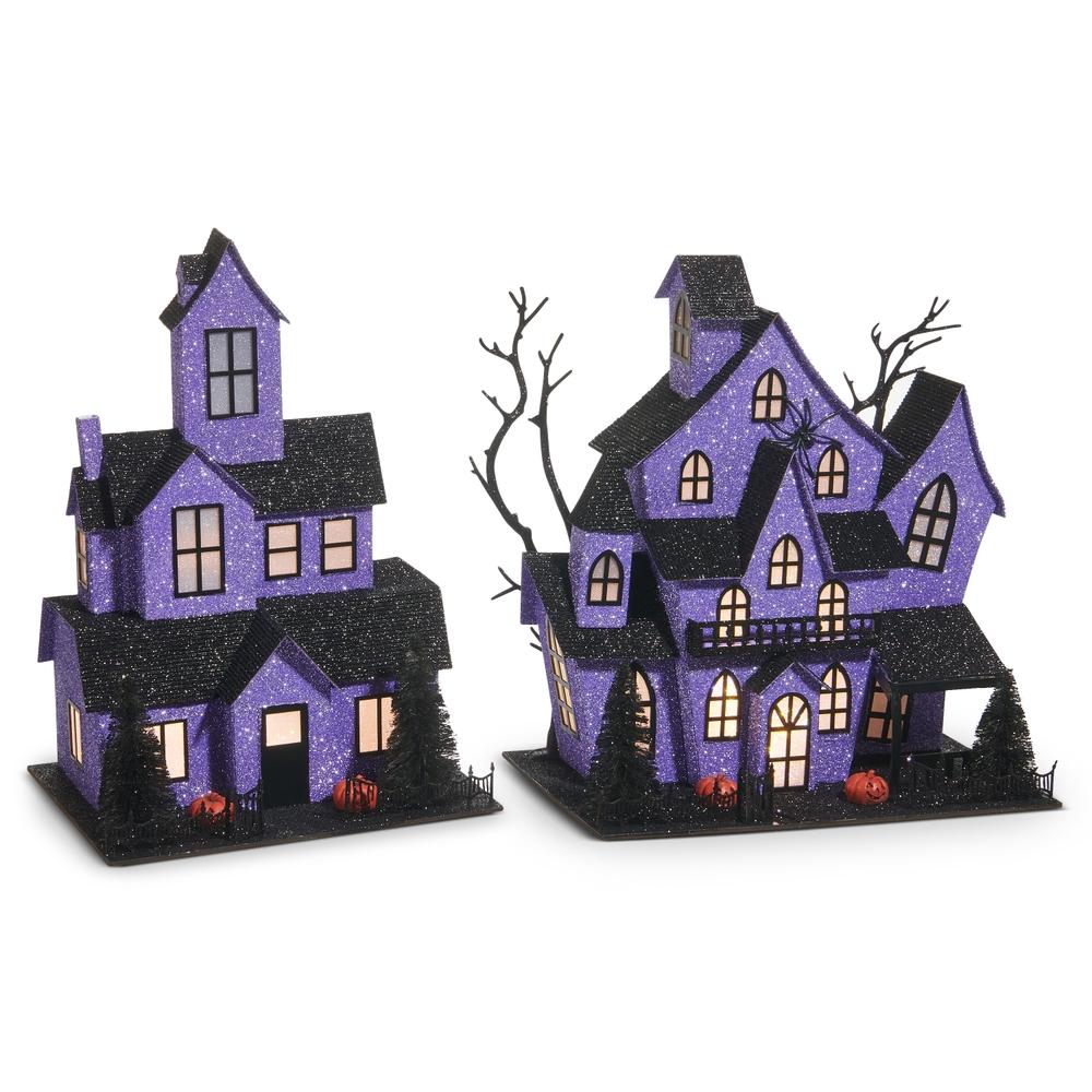 RAZ Imports *SB* 12.75" Lighted Purple Haunted House