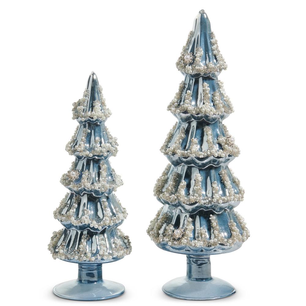 RAZ Imports *SB* 12" Embellished Pearlized Blue Trees