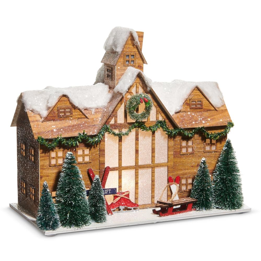 RAZ Imports *SB* 12" Lighted Ski Lodge House