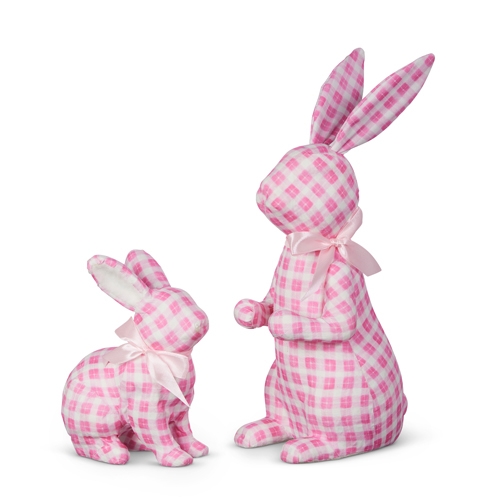 RAZ Imports *SB* 13.75" Pink Gingham Bunnies