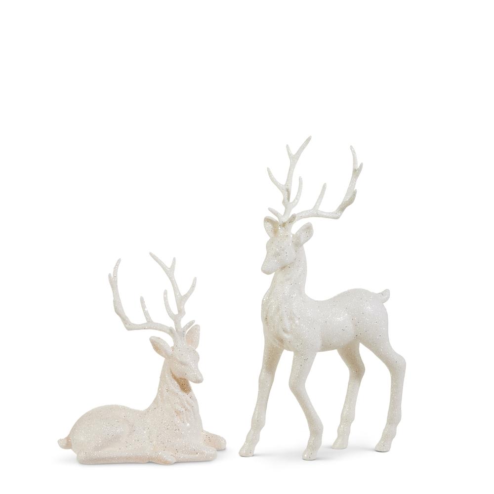 RAZ Imports *SB* 14.5" White Glitter Deer