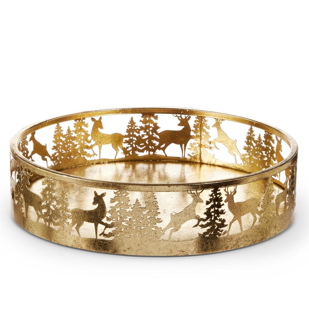 RAZ Imports *SB* 14" Gold Deer Tree Tray