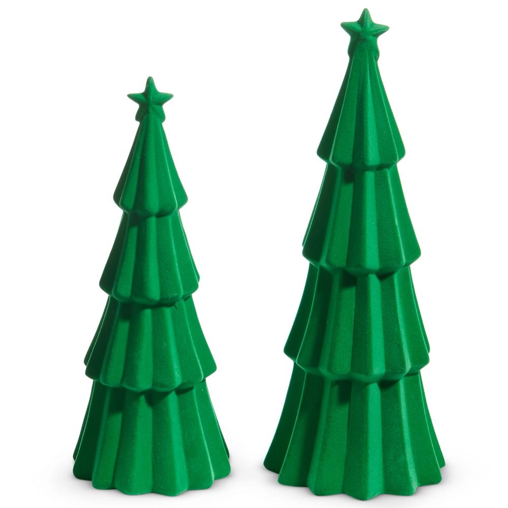 RAZ Imports *SB* 14" Green Tiered Flocked Trees