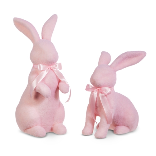 RAZ Imports *SB* 15.25" Pastel Pink Flocked Bunny