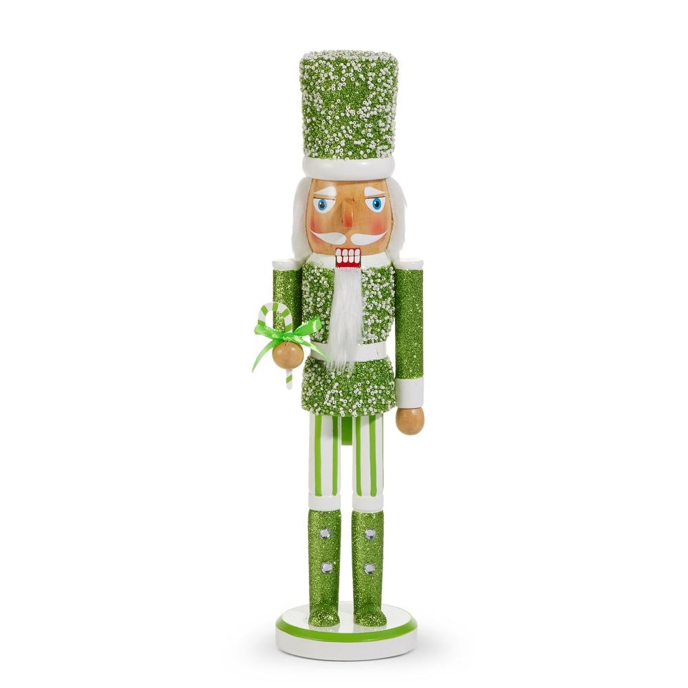 RAZ Imports *SB* 15.75" Green Glittered Nutcracker