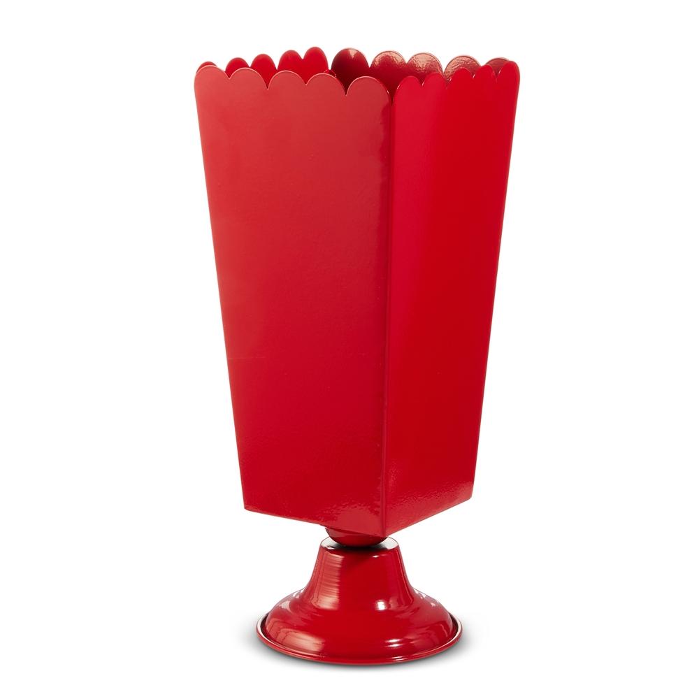RAZ Imports *SB* 15.75" Scalloped Red Urn