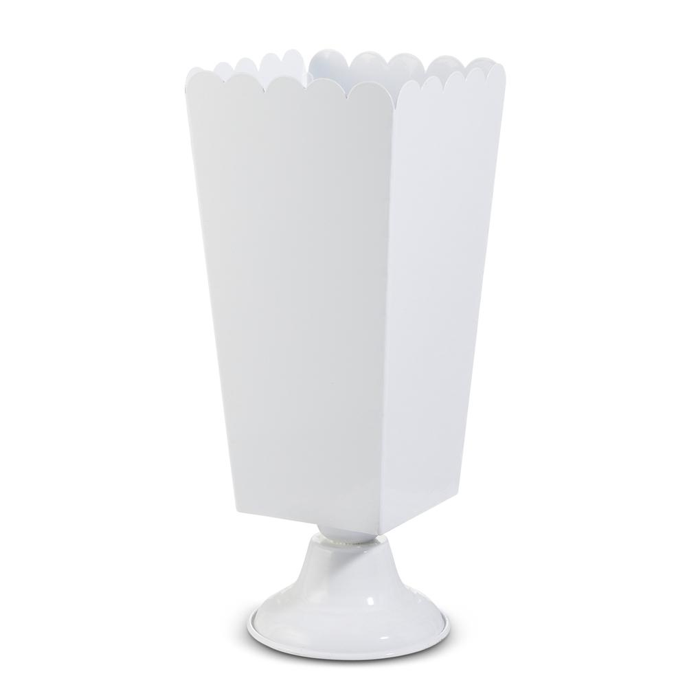 RAZ Imports *SB* 15.75" Scalloped White Urn