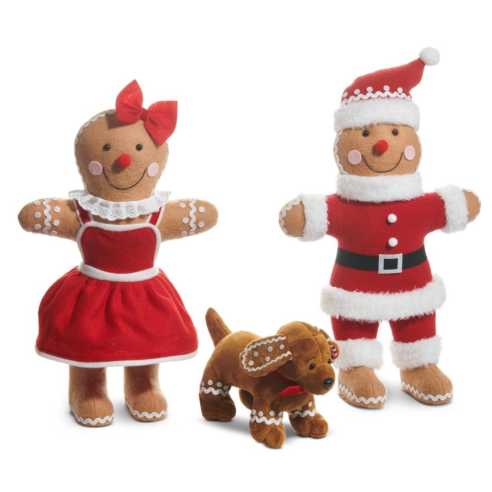 RAZ Imports *SB* 16" Gingerbread Family with Dog