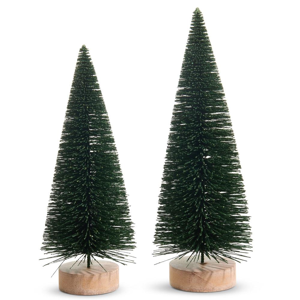 RAZ Imports *SB* 16" Green Glitter Bottle Brush Trees