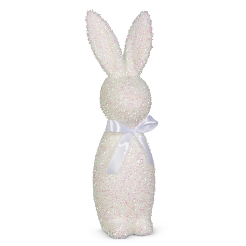 RAZ Imports *SB* 16" Iridescent White Flocked Bunny
