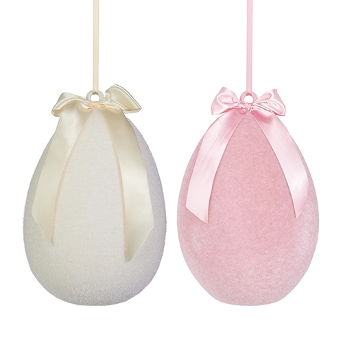 RAZ Imports *SB* 16" Pale Flocked Hanging Egg