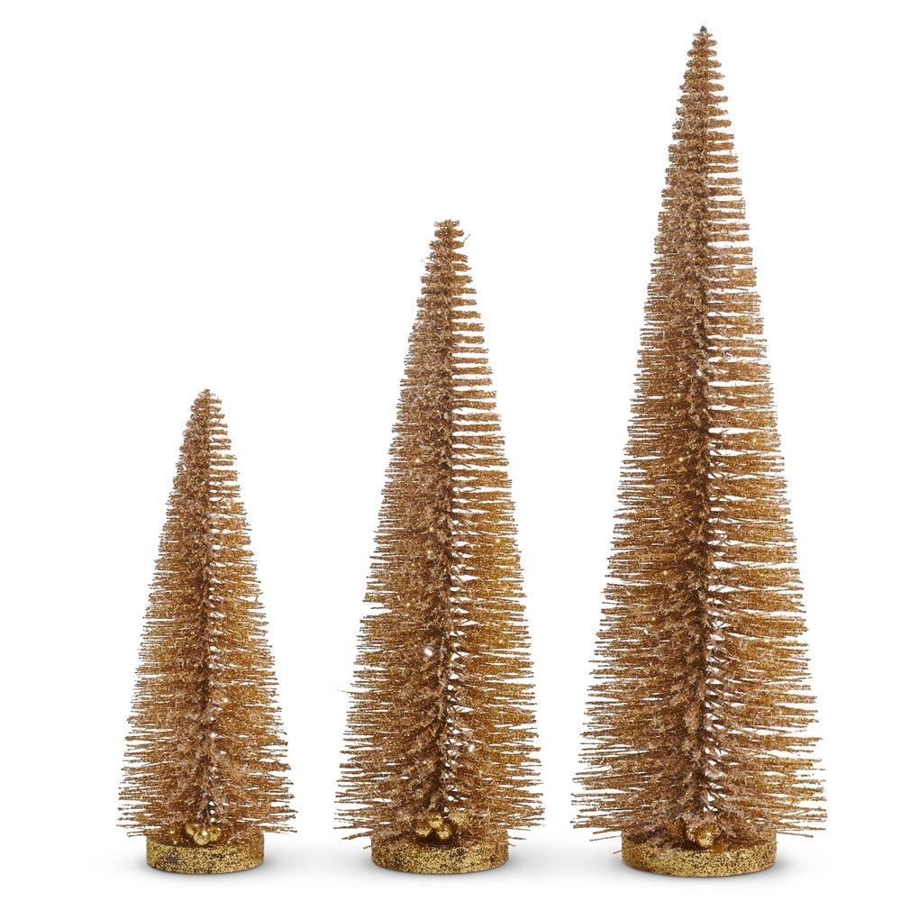 RAZ Imports *SB* 17.75" Gold Bottle Brush Trees