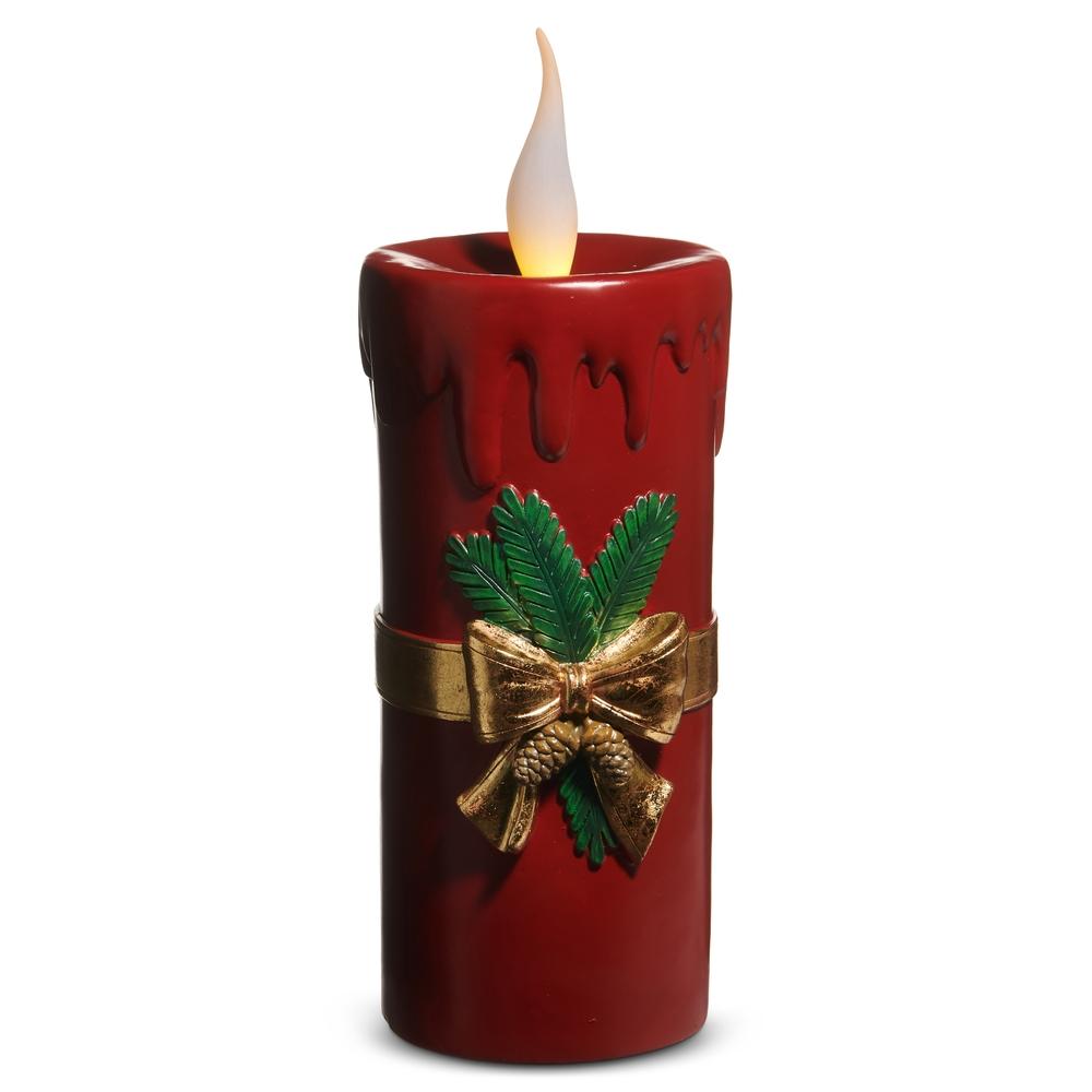 RAZ Imports *SB* 17" Lighted Red Vintage Candle