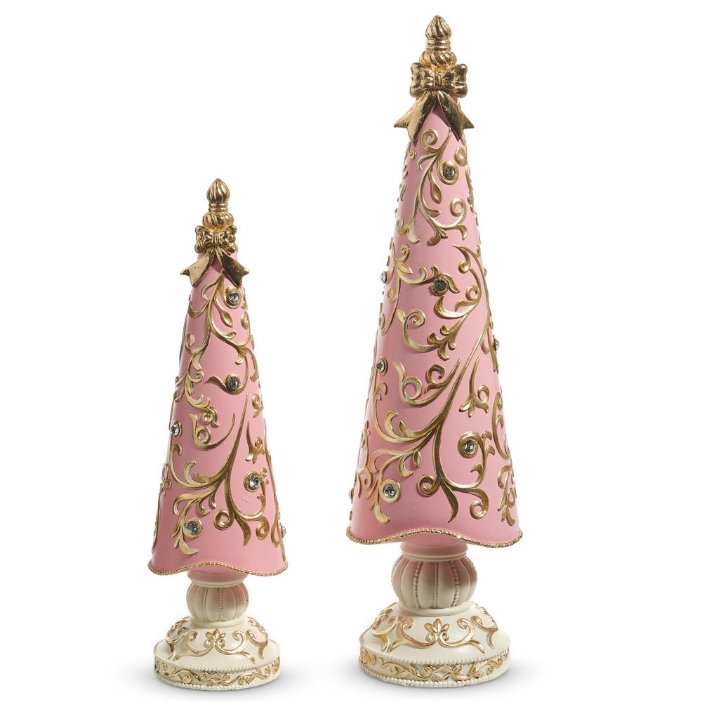 RAZ Imports *SB* 17" Pink Scroll Pattern Trees