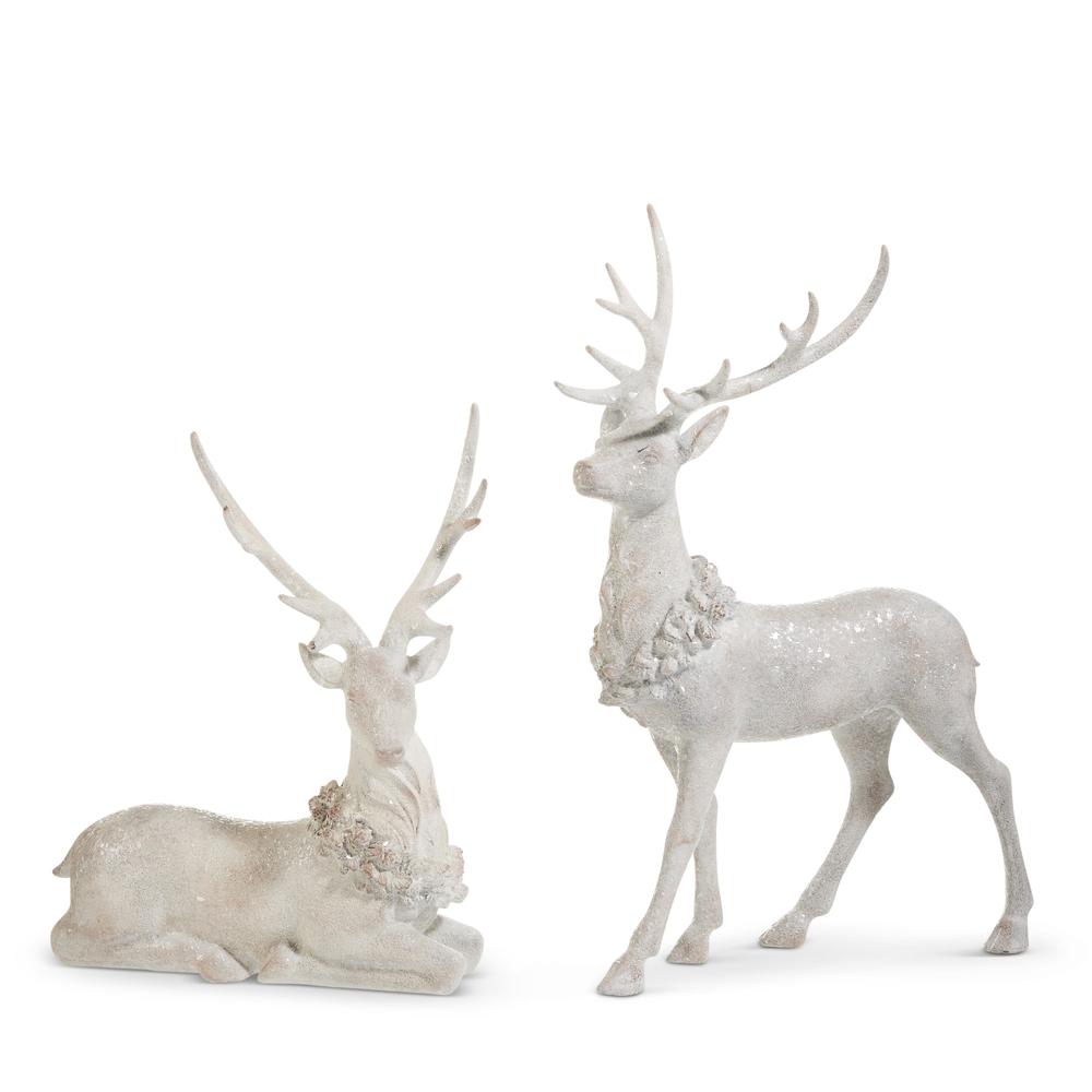 RAZ Imports *SB* 18.25" Iced Deer with Holly Wreath
