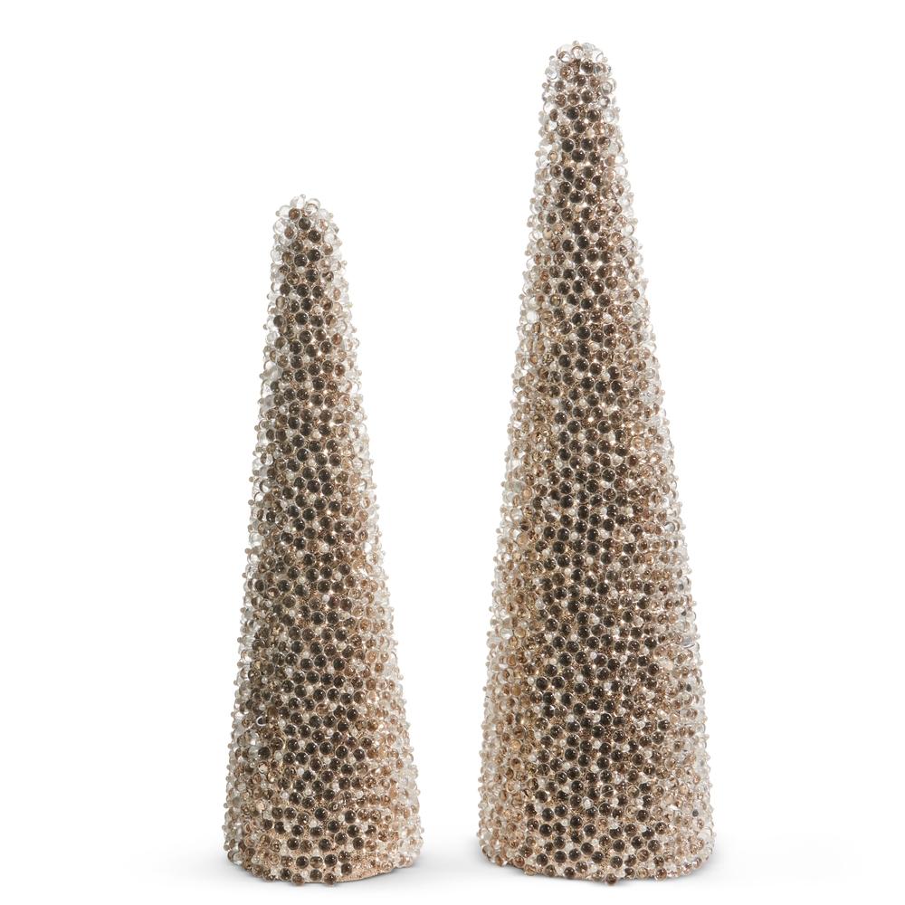 RAZ Imports *SB* 18.5" Clear Bead Cone Trees