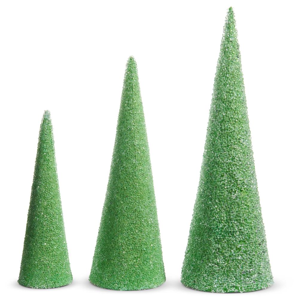 RAZ Imports *SB* 18.5" Green Glittered Cone Trees
