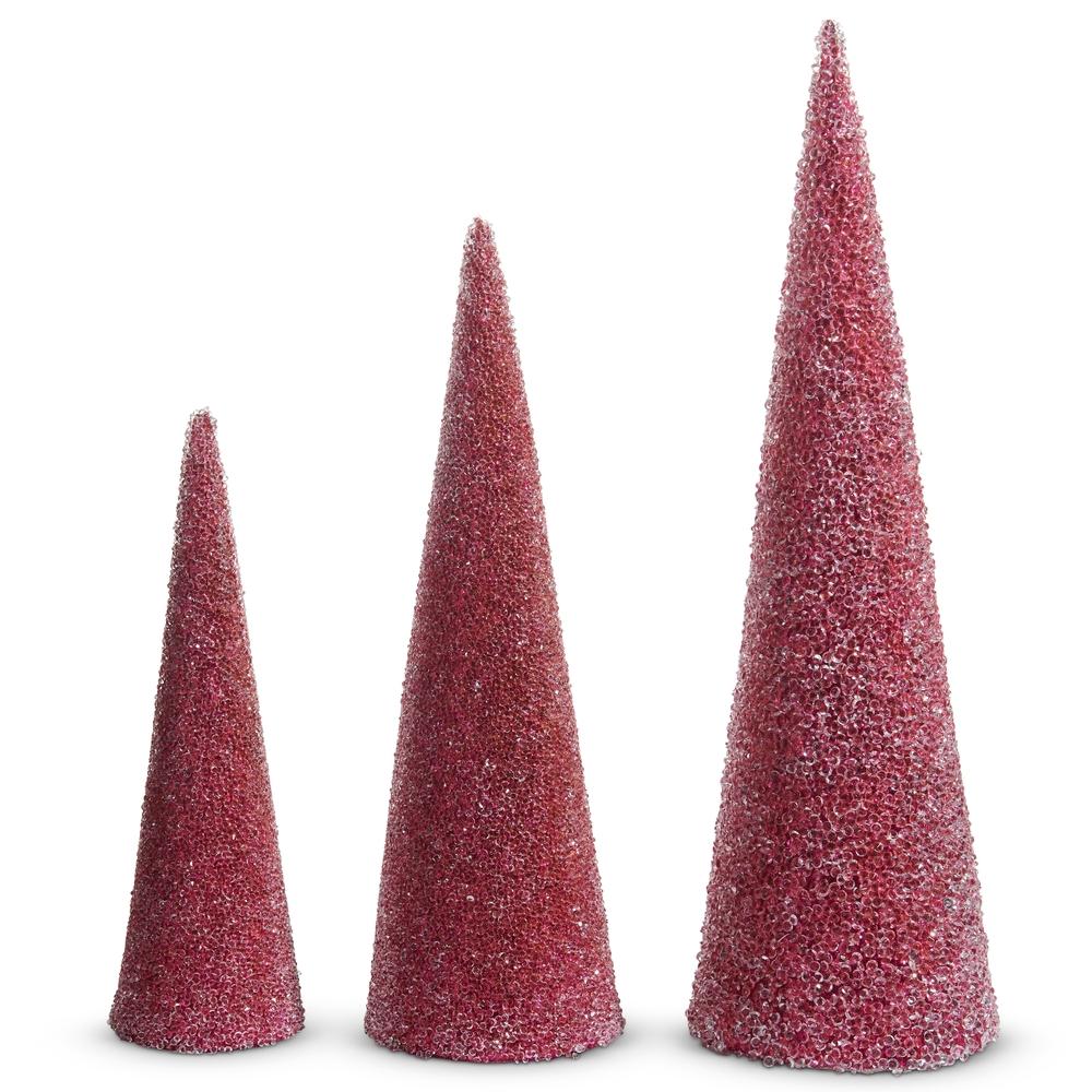 RAZ Imports *SB* 18.5" Pink Glittered Cone Trees
