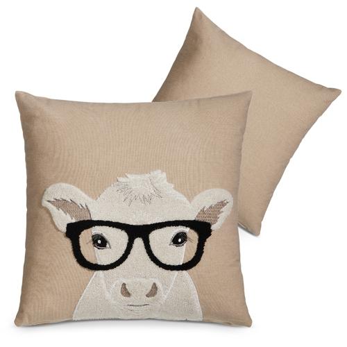 RAZ Imports *SB* 18" Cow with Glasses Pillow