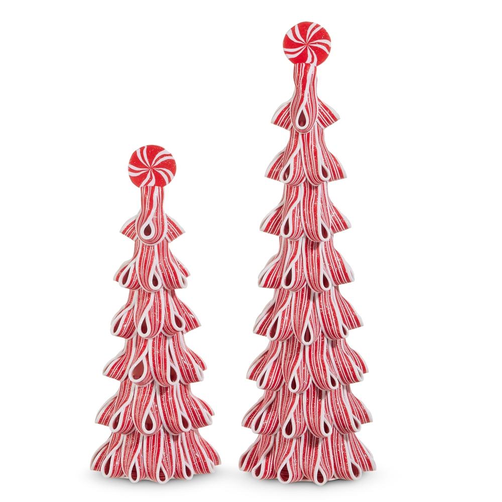 RAZ Imports *SB* 18" Red and White Ribbon Candy Trees