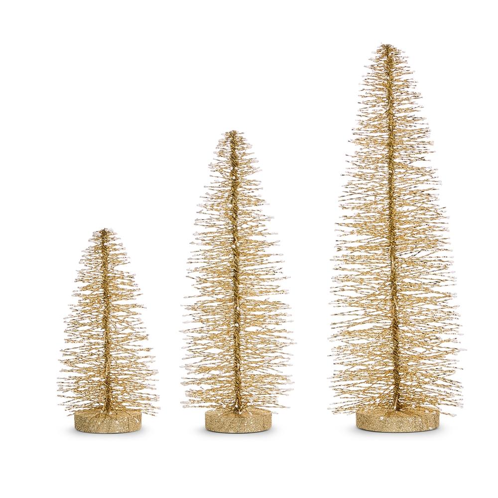 RAZ Imports *SB* 18" Snowy Gold Bottle Brush Trees
