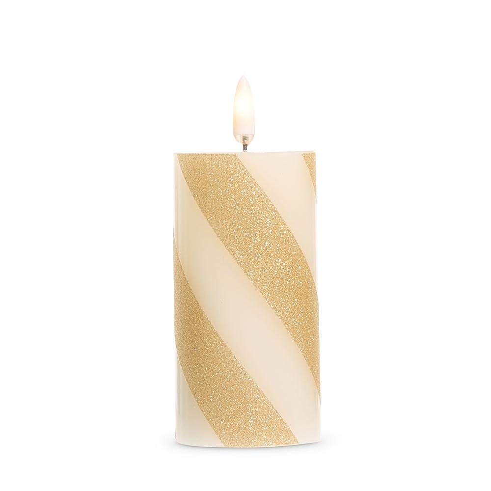 RAZ Imports *SB* 2" X 4" Gold Stripe Candle