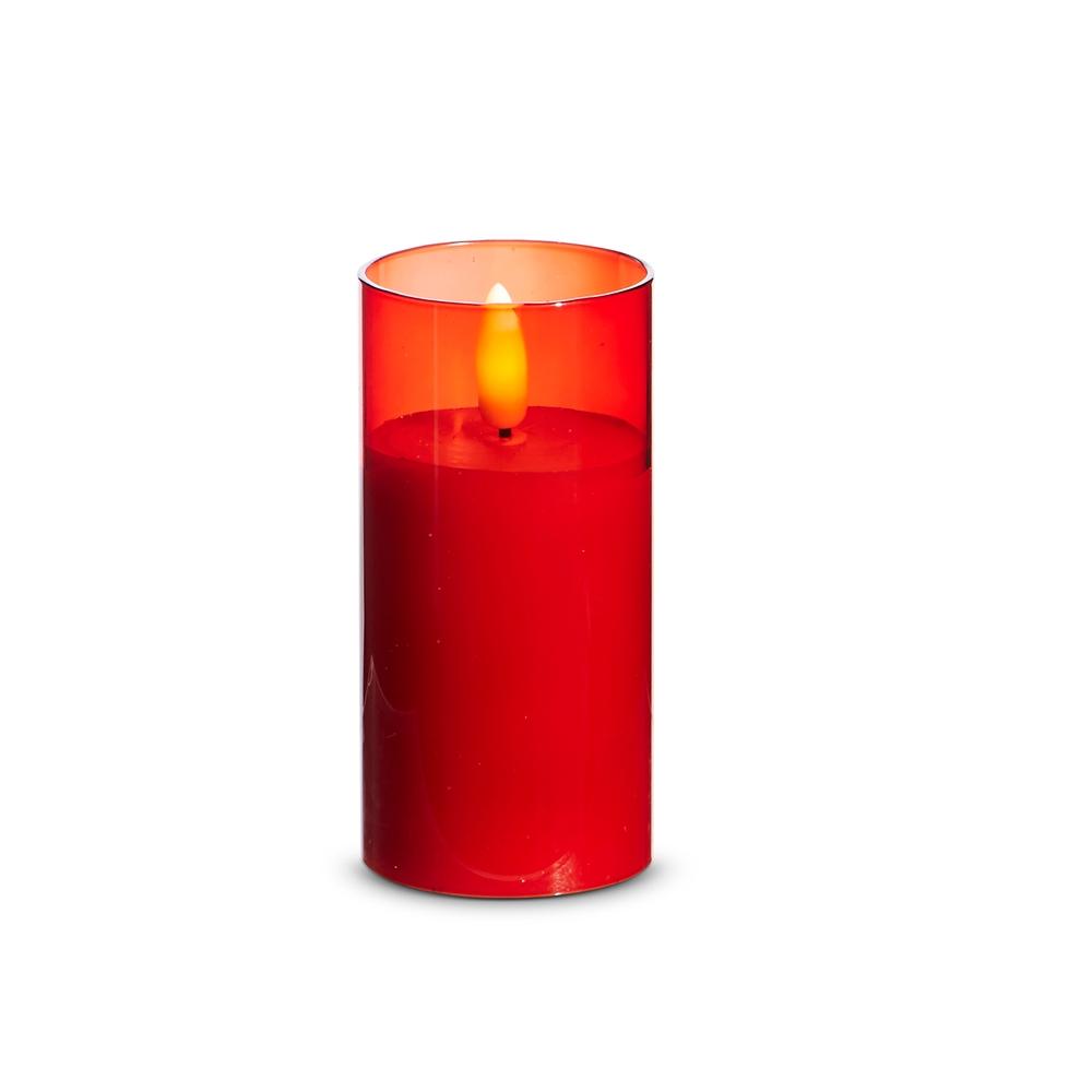 RAZ Imports *SB* 2" X 4" Red Glass Ivory Pillar Candle