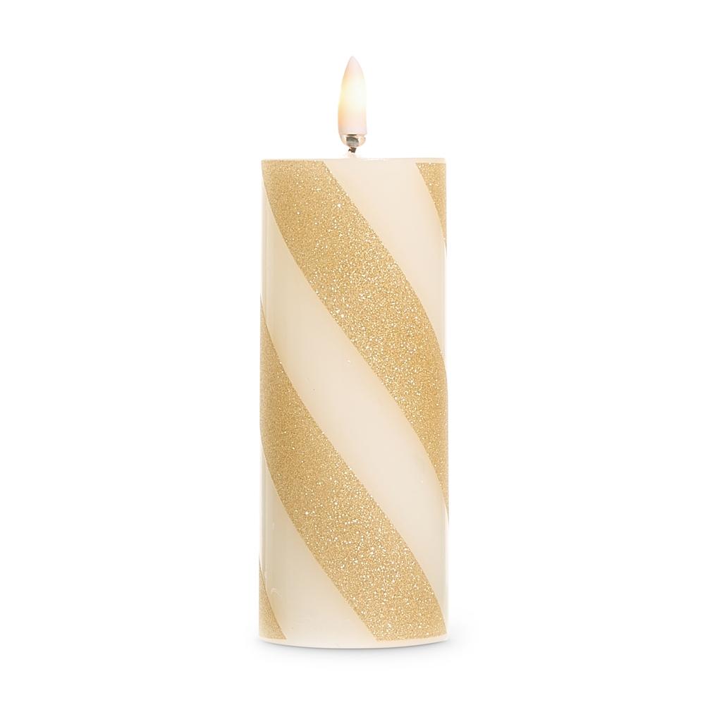 RAZ Imports *SB* 2" X 5" Gold Stripe Candle