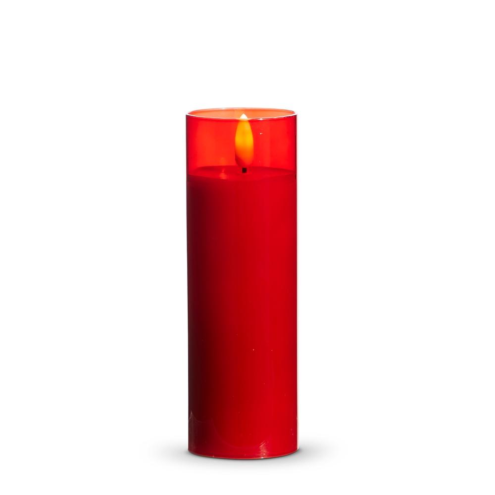 RAZ Imports *SB* 2" X 6" Red Glass Ivory Pillar Candle