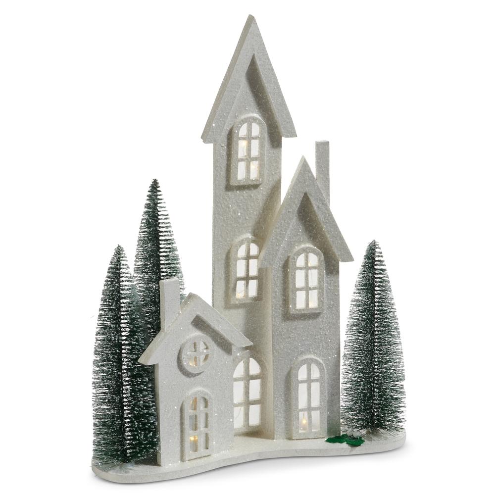 RAZ Imports *SB* 20.5" Lighted White Glitter House