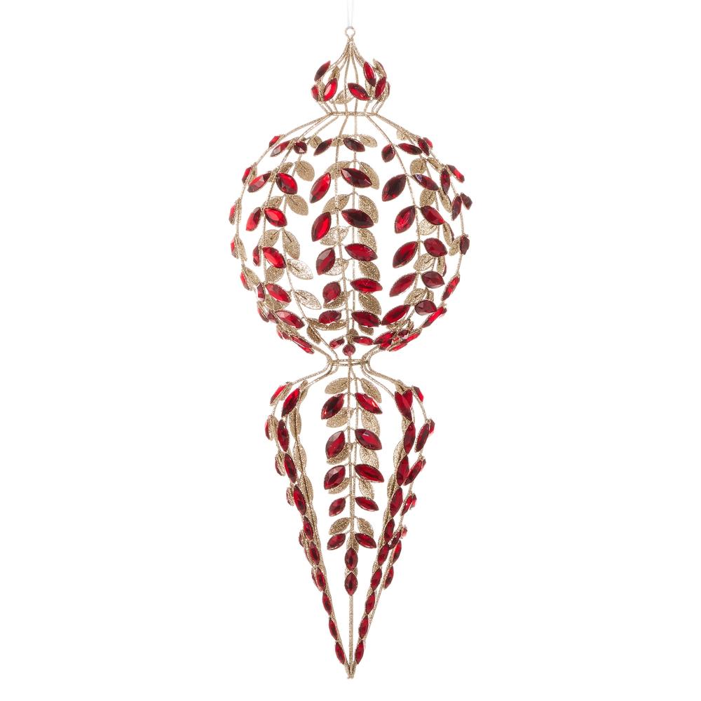 RAZ Imports *SB* 20" Red Jeweled Vine Finial Ornament