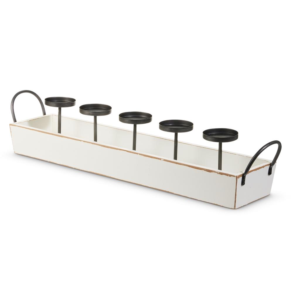RAZ Imports *SB* 27" White Tray Candle Holder
