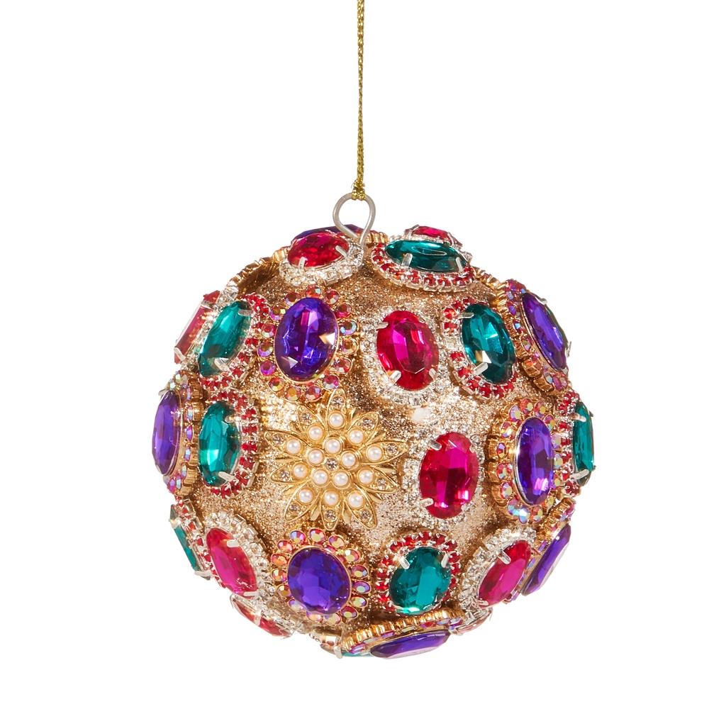 RAZ Imports *SB* 3.5" Multicolor Brooch Ball Ornament