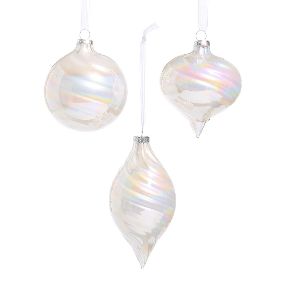RAZ Imports *SB* 3" Pearlescent Swirl Ornaments