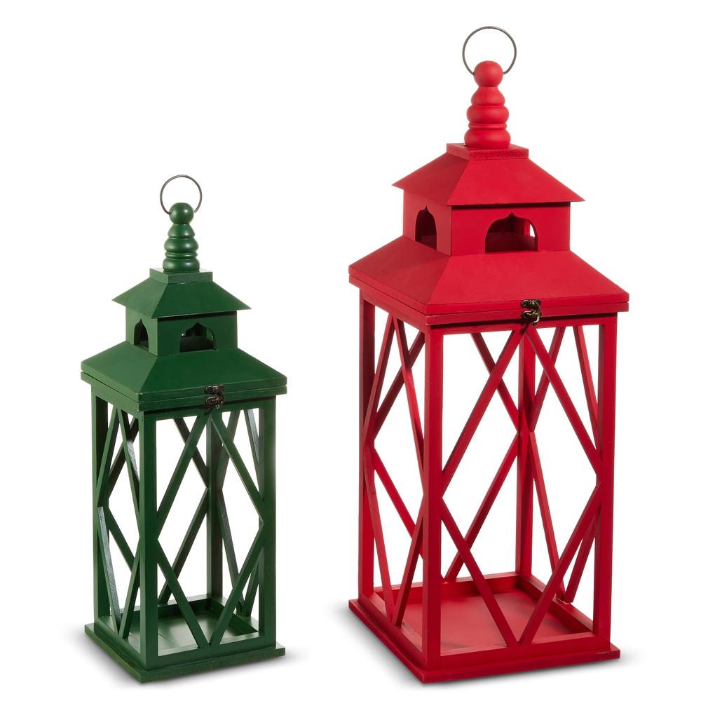 RAZ Imports *SB* 30" Red and Green Carriage Lanterns