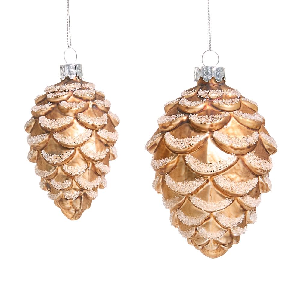 RAZ Imports *SB* 4.25" Small Brown Pinecone Ornaments