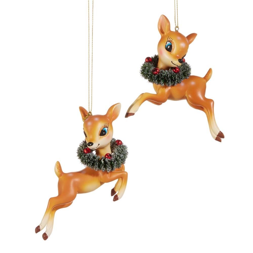 RAZ Imports *SB* 4.5" Brown Vintage Deer Ornament